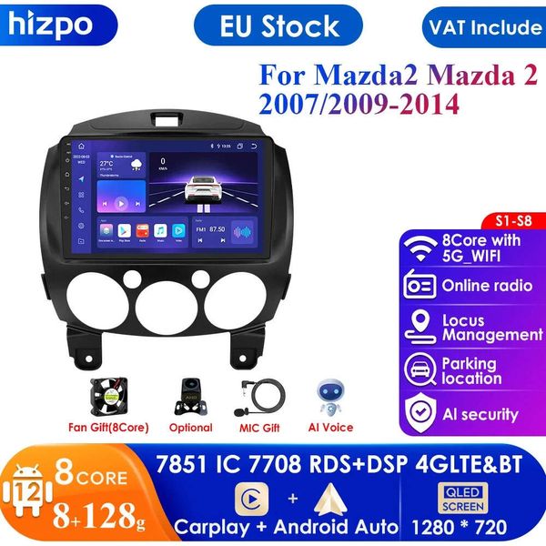 Carplay Auto 4G Auto Android Radio Lettore Multimediale per MAZDA Mazda2 2007 - 2014 Navigazione GPS 2din 2 Din Autoradio unità di testa