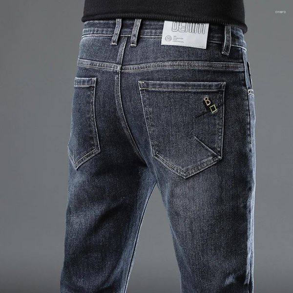 Мужские джинсы, мужские эластичные модные повседневные облегающие джинсовые брюки высокого качества, мужские винтажные одинаковые брюки, брендовая одежда 28-40