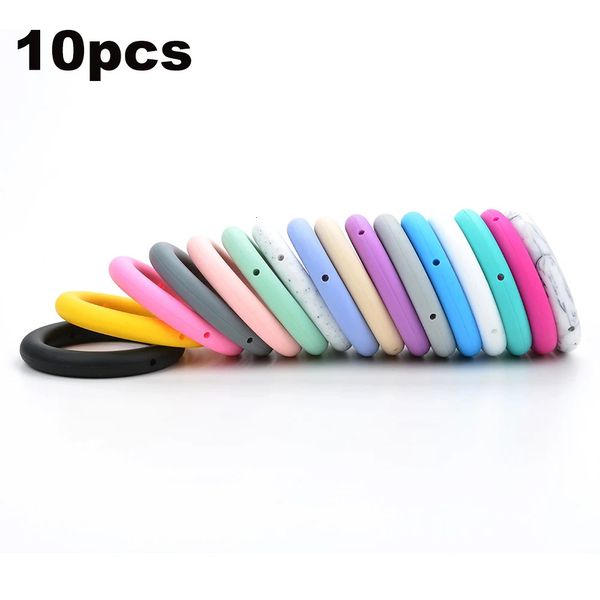 LOFCA 10 pz Anello per la Dentizione 65mm Perline di Silicone Fascino del Bambino Collana Massaggiagengive Ciuccio Che Fa BPA Libero Food Grade Gioielli 231228