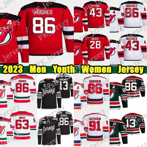 Buy86 Jack Hughes Reverse Retro Hockey Trikot 43 Luke Hughes Jesper Bratt Nico Hischier Dougie Hamilton Ondrej Palat Martin Brodeur Dawson Mercer Timo Meier Trikots