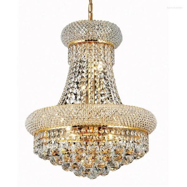 Kronleuchter Luxus Empire Gold Kristall Kronleuchter Für Wohnzimmer Moderne Wohnkultur Küche Insel Lampe Runde Design Hängen Licht Led glanz