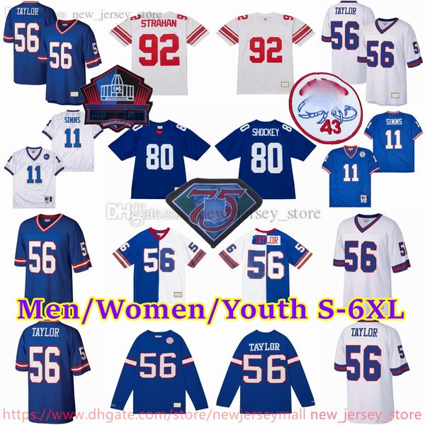 Personalizzato S-6XL Ritorno al passato 1925-1999 Calcio 11 PhilSimms Jersey Stitch 91 Justin Tuck 72 Osi Umenyiora 76 Chris Snee 70 Leonard Marshall Rosey Brown Mark Bavaro Maglie