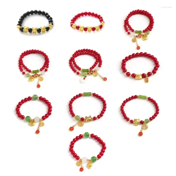 Braccialetti a maglie Drago cinese Gioielli con perline fatti a mano con animali Amicizia Bracciale con perline da polso Regalo perfetto per le donne