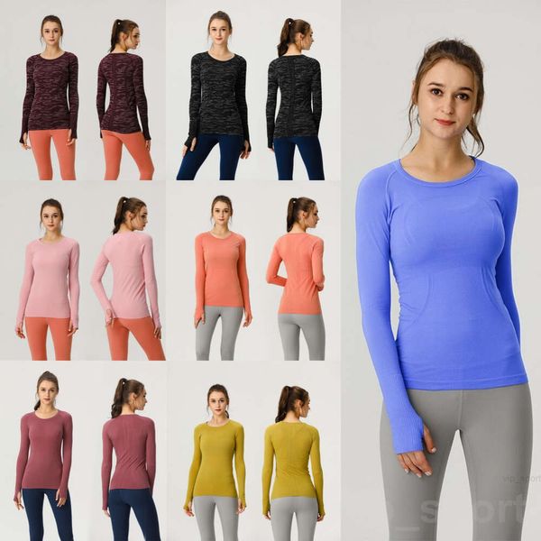 LuLu Align Yoga Manga Longa Treinamento Mulher Camiseta Slim Gym Swiftly Tech Full Stretch Fitness Camisetas Define Running Tops Popular Bodybuilding Tee Girl Lady