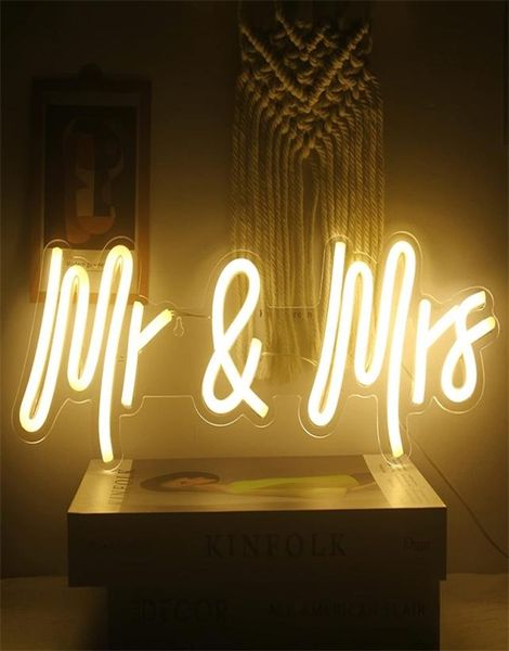 Wanxing Custom Led Mr And Mrs Neon Light Sign Wedding ation Camera da letto Home Wall Marriage Party Decor 2206156869989