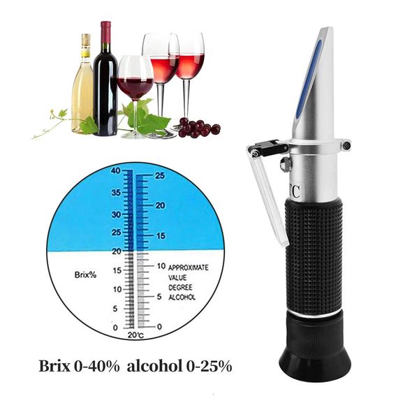 Ferramentas manuais 0-40% Brix 0-25% Álcool Gravidade Específica Refratômetro Tester para Wort Cerveja Vinho Uva Açúcar ATC Set Sacc 231229