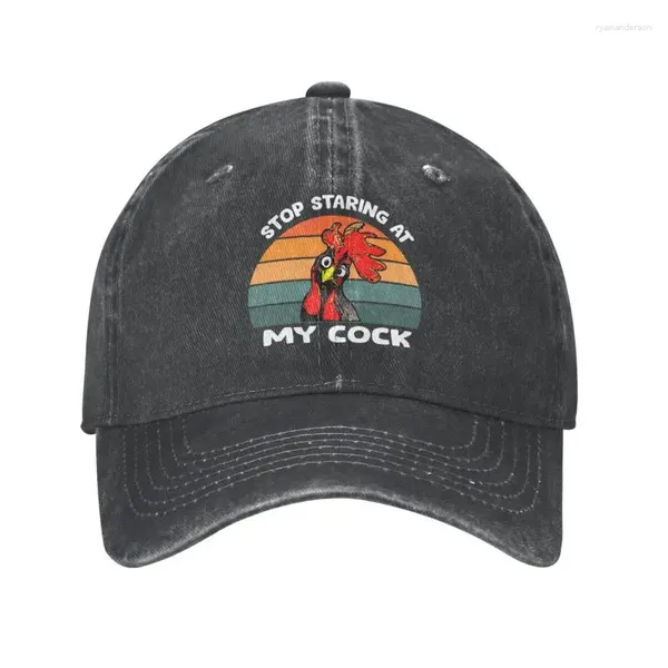 Ball Caps Benutzerdefinierte Baumwolle Stop Staring At My Cock Baseball Cap Männer Frauen Atmungsaktive Lustige Sarkastische Huhn Bauer Geschenk Papa Hut Streetwear