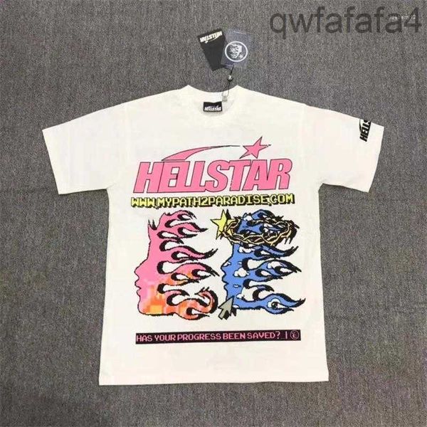 Homens Camisetas Hellstar Mens T-shirt Algodão Vintage Lavagem Impressão Etiqueta High Street Solta Casal Casual Top Manga Curta O2MX