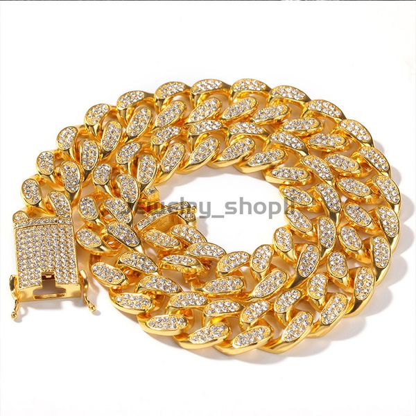 Hop 20 мм шириной полный бриллиант Gra Moissanite Diamond Gold Gold Sier Sier Cuban Link Chain для мужчин Хип -хоп ожерелье