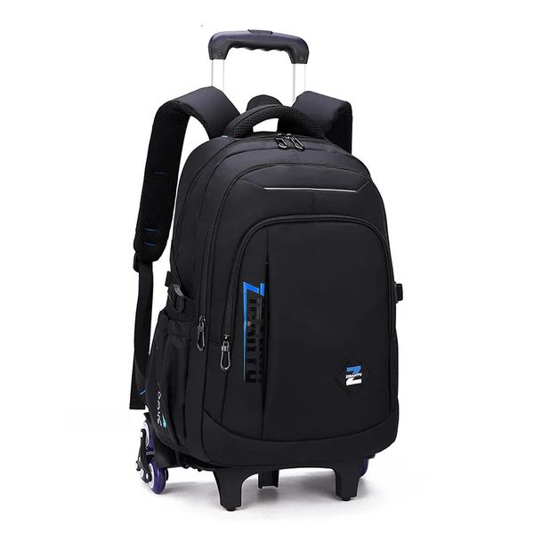 com 2/6 rodas carrinho sacos escolares júnior mochilas de rolamento para meninos saco de rodas bagagem de viagem crianças bookbag mochil 231228