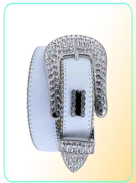 Модельерские ремни Simon Ремни для мужчин и женщин Пояс с полноэкранным поясом с блестящими бриллиантами Белый Cintura Uomo kingscover9299264