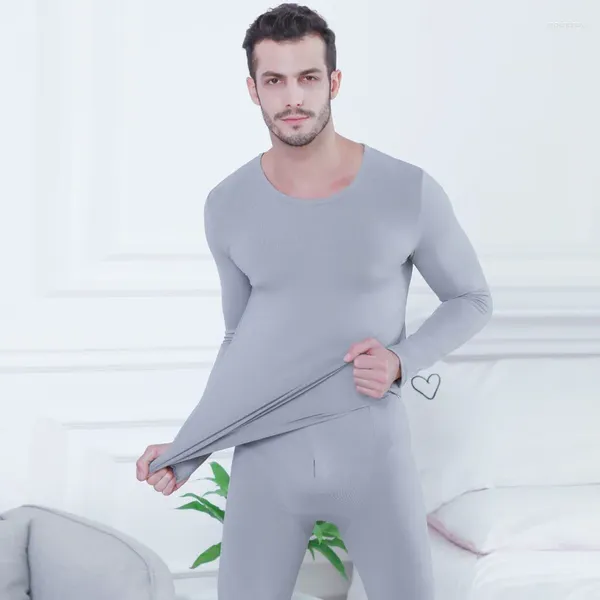 Roupa interior térmica masculina terno elástico ultra-fino longo johns thermo seda translúcido pijamas masculinos leggings superiores