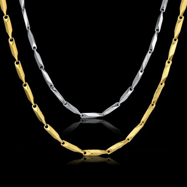 Ожерелье-цепочка из золота 14 карат, воротники 3 мм, 2024, цепочка в стиле хип-хоп 45/50/55/61/68 см, ожерелье в стиле рок, мужские/женские аксессуары