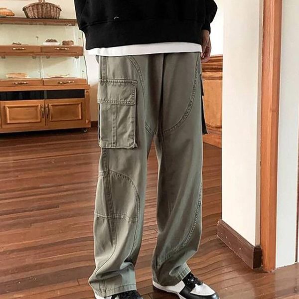 Calças masculinas hip hop streetwear algodão casual masculino calças jogger homem solto em linha reta oversize roupas pantalones hombre