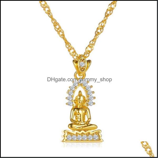 Pingente colares luxo tailandês buda colar strass nepal budista crentes homens mulheres jóias acessórios entrega gota pendan ot4dj