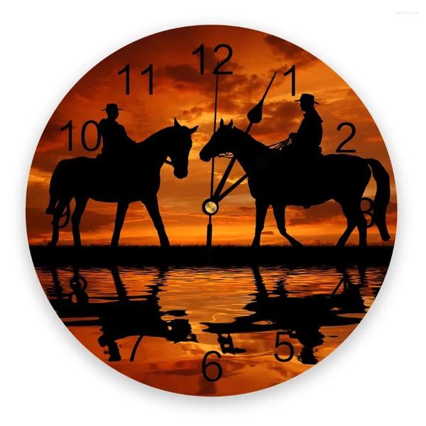 Orologi da parete Sunset Clouds Horses Design Silent Home Cafe Office Decor per cucina Art Large 25 cm