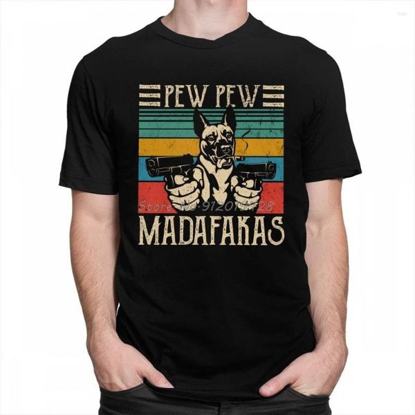 Herren T-Shirts Cool Pew Madafakas Shirt Männer Kurzarm Humor T-Shirt Vintage Belgischer Schäferhund Malinois Hund T-Shirt Baumwolle T-Shirt Top