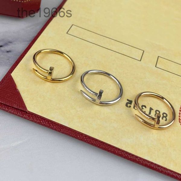 Кольцо для тонких ногтей Clou, позолоченное 18-каратное золото, для женщин, дизайнерские кольца для мужчин T0p 5a, счетчик, размер США 678, модный роскошный изысканный подарок 003 6GUZ