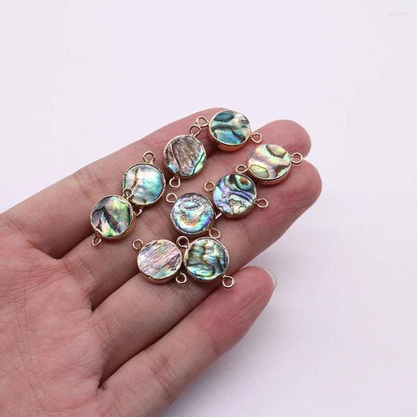 Anhänger Halsketten Natürliche Abalone Muschel Stecker Flache Runde Charms Für Schmuck Machen DIY Halskette Armband Fußkettchen Zubehör