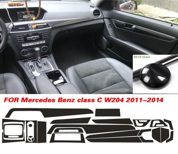 Para mercedes classe c w204 2011-2014 interior painel de controle central maçaneta da porta 3d 5d adesivos de fibra de carbono decalques estilo do carro accessorie4875149