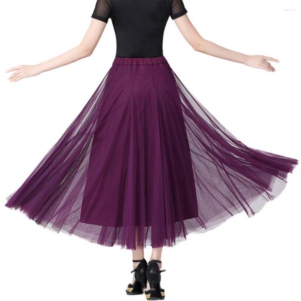 Saias Mulheres Long Tulle Maxi Malha Saia para Dança Desempenho Traje Festa Carnaval Outfit Tornozelo Comprimento Uma Linha Barriga