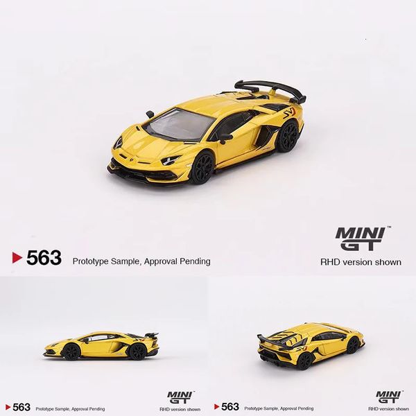 MINIGT Disponibile 1 64 Aventador SVJ Giallo Diecast Diorama Modello di auto Giocattoli 563 231228