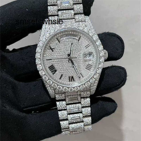 Relógio mecânico automático Top novo relógio limitado de venda de moissanite teste de diamante completo