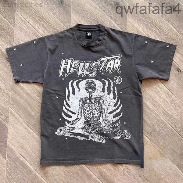 Homens camisetas Boa qualidade Hellstar Studios Inner Peace Fashion T-shirt Homens Esqueleto Impressão Lavado Mulheres Camiseta Streetwear Tees Y13C