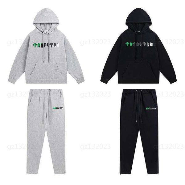 Trapstar Mannen Trainingspak Hoodie Zweetbroek Set Groen Zwart Handdoek Borduren Gewatteerd Sweatshirt Met Capuchon Rits Broek Mode Streetwear Trainingspak 63KJ