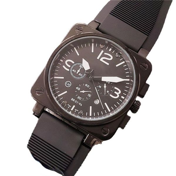 Schweizer Armee Herrenuhren Edelstahl Big Square Case Kautschukband Br Uhr Quarzwerk Chronograph Armbanduhr Alle Zifferblattarbeiten 237z