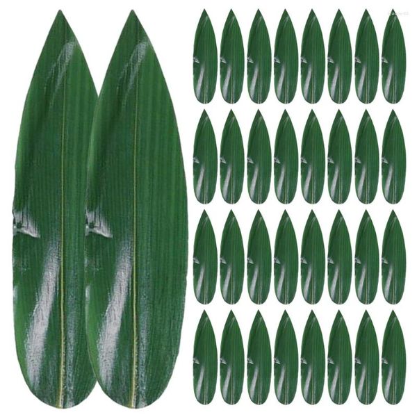 Geschirrsets 100 PCs Sushi Bambusblätter Dekor Sashimi Dekorative Blatt Suite Form Servieren Baby Grün