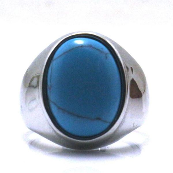 Cooler großer Ring mit blauem Stein, 316L-Edelstahl oder Black Rock, Partygeschenk, 196 V