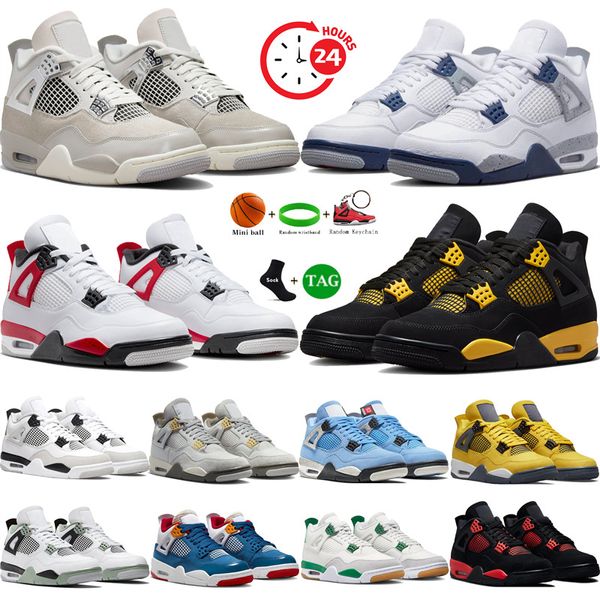 Nieuwe 4 basketbalschoenen 4s rood cement Frozen Moments Pine groen universiteitsblauw middernacht marine Craft Photon Dust Military Zwart heren designer sneakers dames trainers