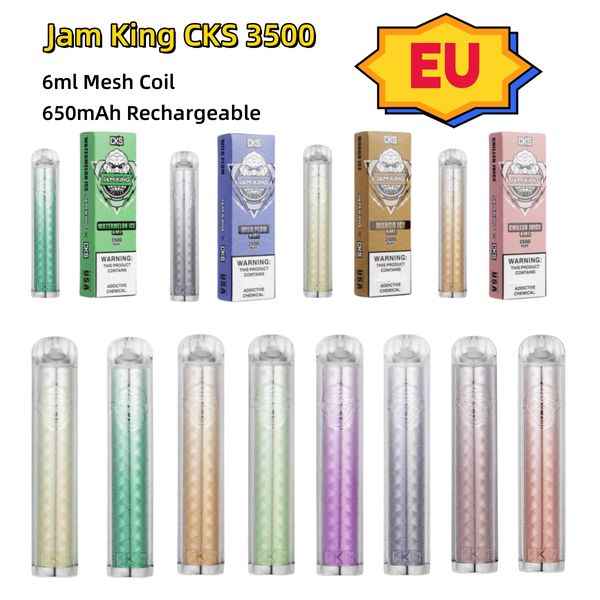 Jam King CKS 3500 Vape monouso magazzino UE Sigaretta elettronica 6 ml Bobina a rete 650 mAh Batteria ricaricabile Puff Plus 2800 Vaper Starter kit vapes desechable vs elfbar