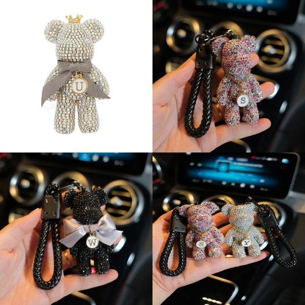 Decorações interiores chaveiro pingente violento urso diamante carro controle remoto corrente anel cordão personalidade para homens e mulheres gota de ot0g4