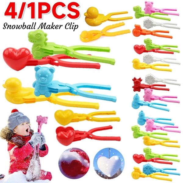 4 1pcs Snowball Maker Clip için Sevimli Bear Snow Clay Ball Açık Kartoplar Kalıp Çocuklar İçin Spor Oyuncak 231228