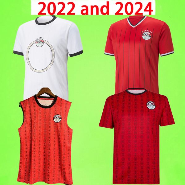 2024 Egitto maglie da calcio maglia casa lontano 22 23 24 uniformi della squadra nazionale A. HEGAZI KAHRABA RAMADAN M.ELNENY maglia da calcio T rosso bianco uomo