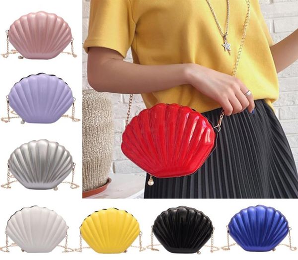 Neue Muschelform Umhängetasche 8 Farbe Mädchen Laser Meerjungfrau Muschel Kette Tasche Geldbörse Dame Umhängetasche JY9735757213