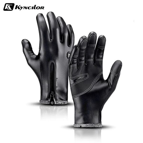 Зимние перчатки для мужчин и женщин, теплые термофлисовые кожаные перчатки с молнией, ветрозащитные, водонепроницаемые, для лыж, снега, сноуборда Touch 231228