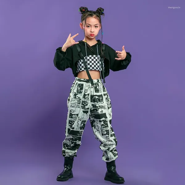 Stage Wear Fashion Hoddies Jogger Kids Hip Hop Abiti da ballo Costumi da ballo per ragazze Jazz Street Dance Dancewear Outfit