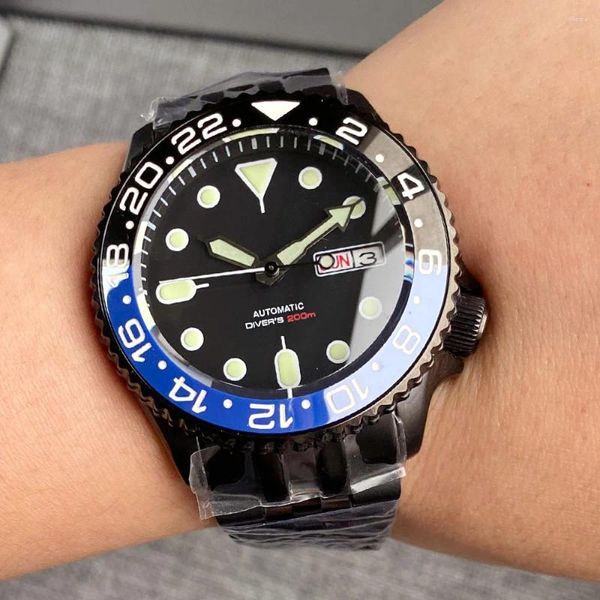 Relógios de pulso Cúpula Sapphire Glass Diver SKX Relógio Automático Homens S NH36 Movt 200m À Prova D 'Água Relojes Aço Jubileu Pulseira Preto 3.8 Relógio