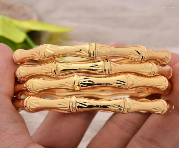 Dubai 18k banhado a ouro pulseira flores africano nupcial sorte pulseiras de bambu jóias de casamento presentes para mulheres bangle3767656