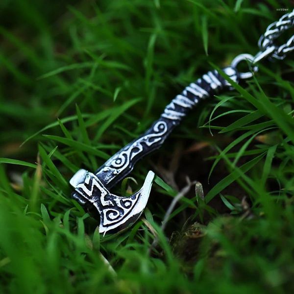 Pingente colares vintage simples viking machado colar para homens mulheres moda charme aço inoxidável nórdico amuleto jóias presentes gota
