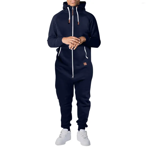 Homens Tracksuits Mens Sólido Zip Up Macacão Ovesizado Com Capuz Turtleneck Tracksuit Onesie Primavera Grande Tamanho Macacão Jogger Hoodie Adulto