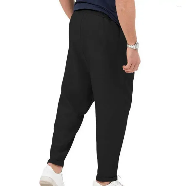 Pantaloni da uomo Pantaloni Harem eleganti in vita regolabile con tasche elastiche in vita con cintura Vestibilità ampia per uomini alla moda streetwear