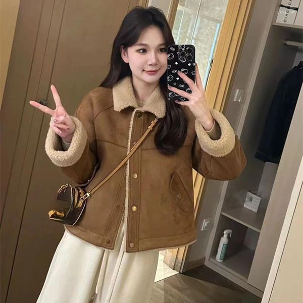 Frauen Jacken Khaki Dicke Koreanische Winter Weibliche Zauber Farbe Casual Mode Büro Damen Einreiher Einfache Frauen Mäntel