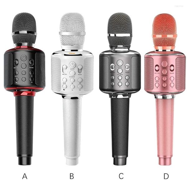Microfones Microfone Blutooth V5 0 Portátil Karaokê Mic Recarregável Portátil Sem Fio Branco