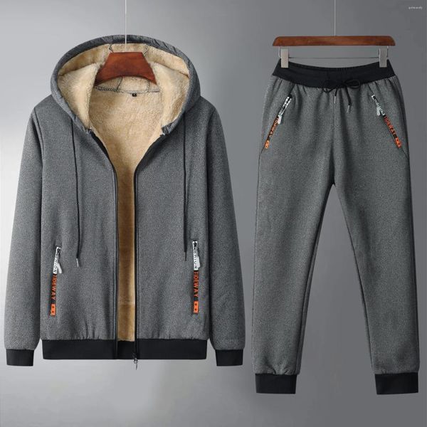 Tute da uomo Inverno Uomo Casual Tuta Moda Caldo Spessore Giacche Cappotti Maschile Marca Jogging Abbigliamento uomo Set Due pezzi Tuta 5XL