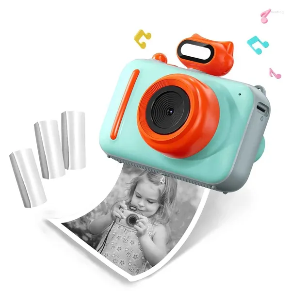 1 conjunto de câmera infantil impressão instantânea 48 MP Selife brinquedo portátil digital para com 3 papéis de impressora