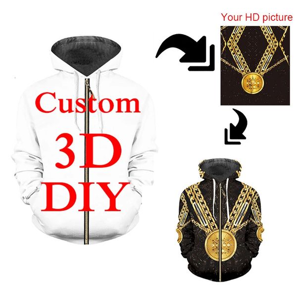 Cjlm diy design personalizado roupas das mulheres dos homens 3d impressão com zíper moletom hoodies gota atacadistas fornecedores drop shipper 231229